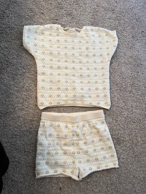 Carter's Cream Knit Heart Pattern Pajama Set